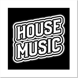 HOUSE MUSIC  - Outlined Font Posters and Art